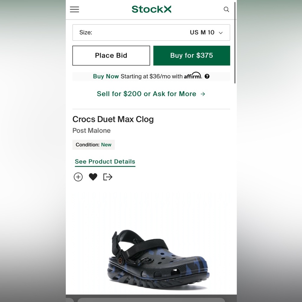 Used post Malone crocs size 10 men